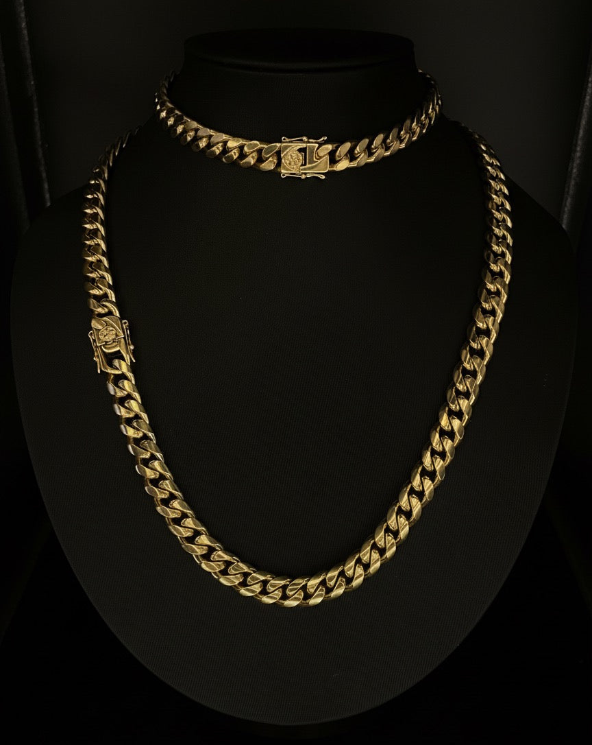 Cubana Miami 10mm + pulsera gratis | Color Oro Real