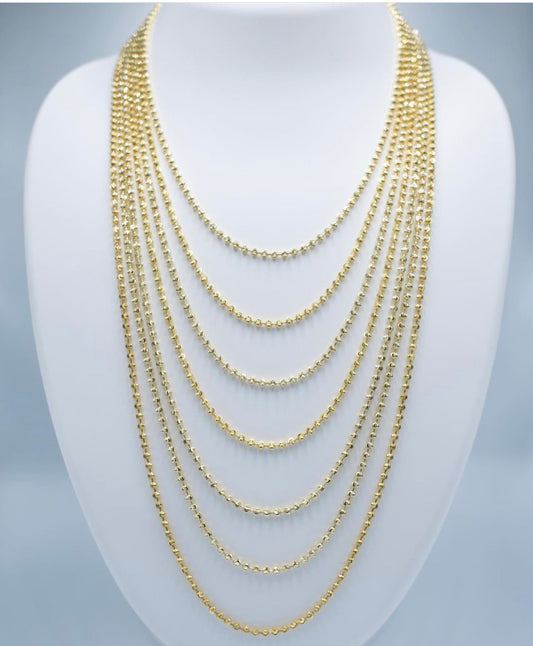 Cadena Mooncut Plata 925 Italiana con Baño de Oro 14kt