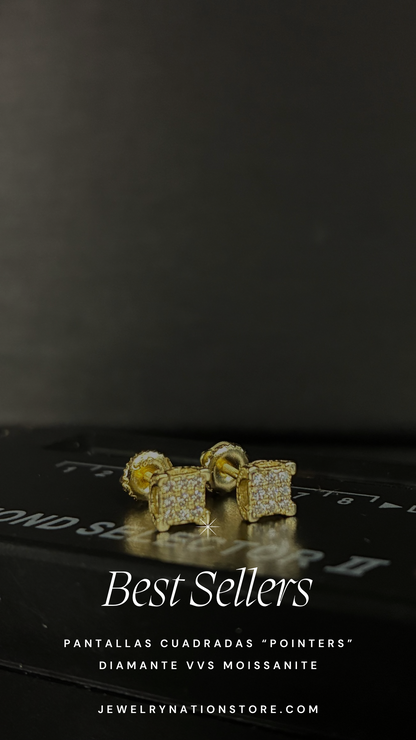 Pantallas Cuadradas Pointers | Diamante Moissanite 925