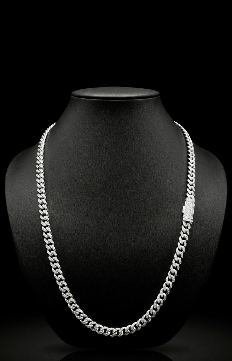 Cubana plata Miami 6mm 22” | Cierre 925 VVS Moissanite
