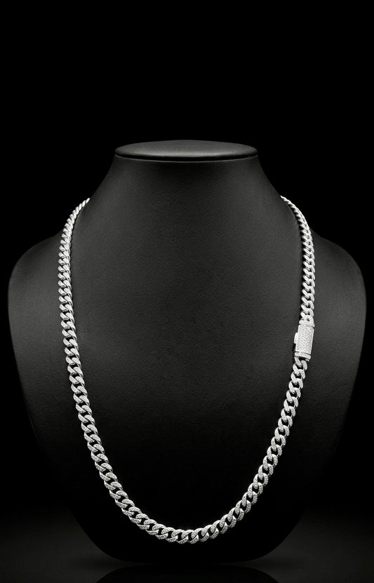 Cubana plata Miami 6mm 22” | Cierre 925 VVS Moissanite