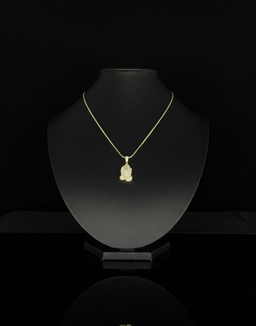 Pendant Manos Orando Diamante Moissanite Plata 925
