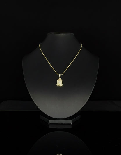 Pendant Manos Orando Diamante Moissanite Plata 925