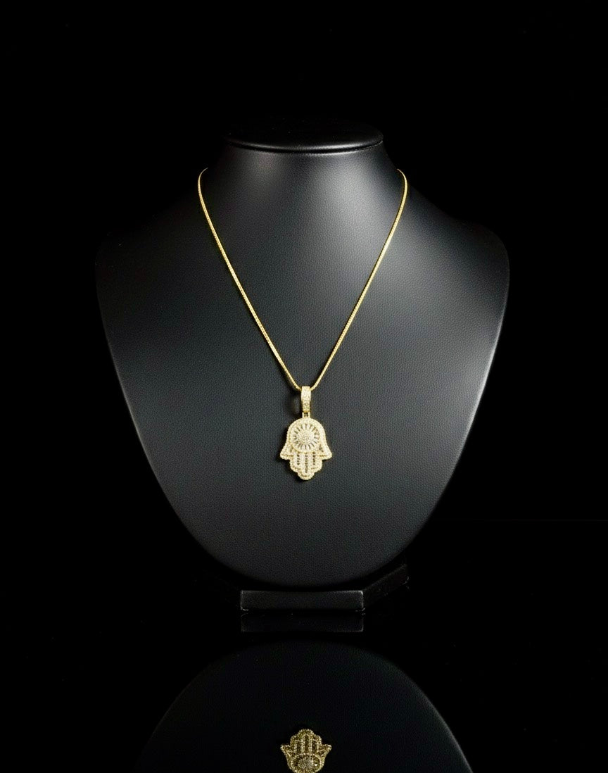 Pendant Mano de Hamsa Diamante Moissanite