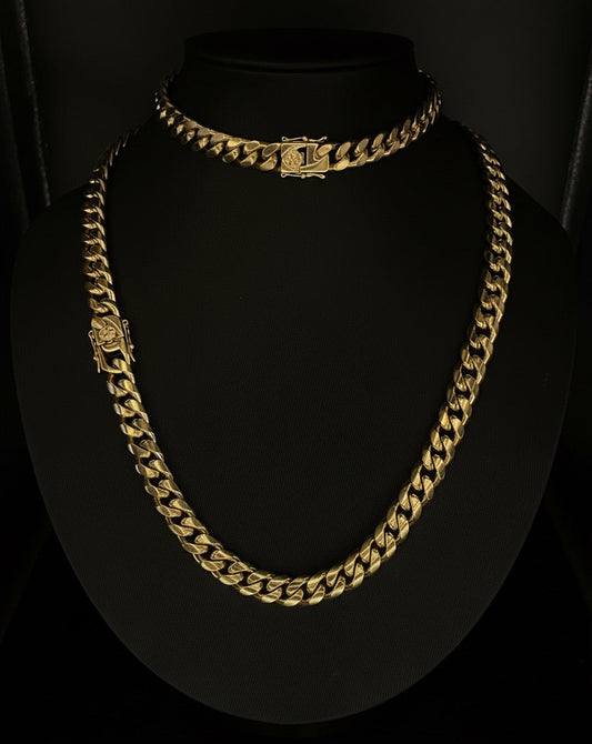 Cubana Miami 10mm + pulsera gratis | Color Oro Real