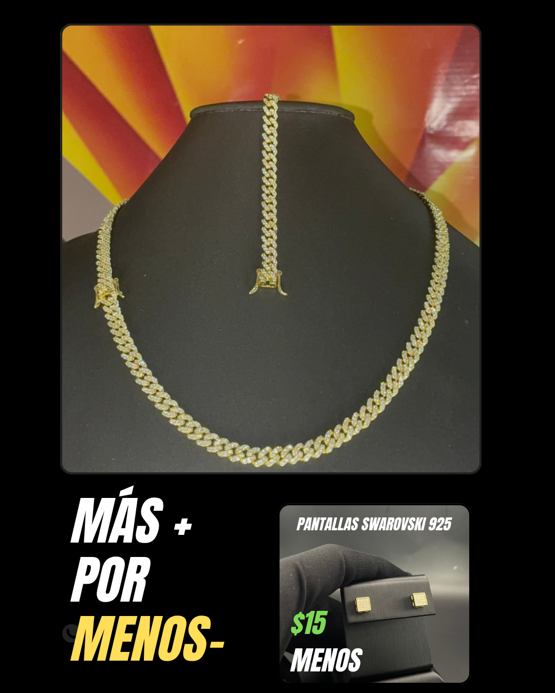 Set Cubana Miami 6mm + Pantallas 925 Swarovski