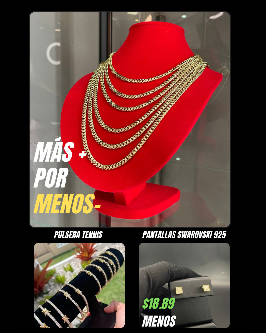 Cubana + Pulsera tennis + Pantallas 925