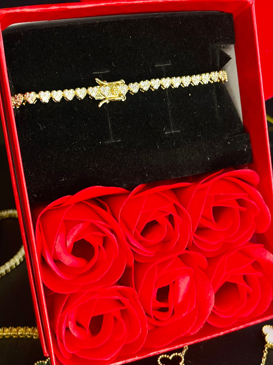 Pulsera tennis corazones